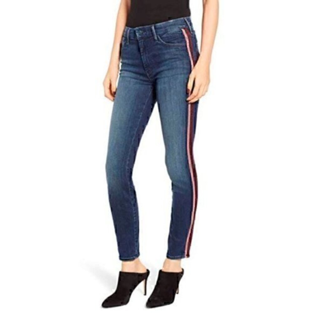 MOTHER Looker Ankle Here Kitty Glitter Racer Jeans